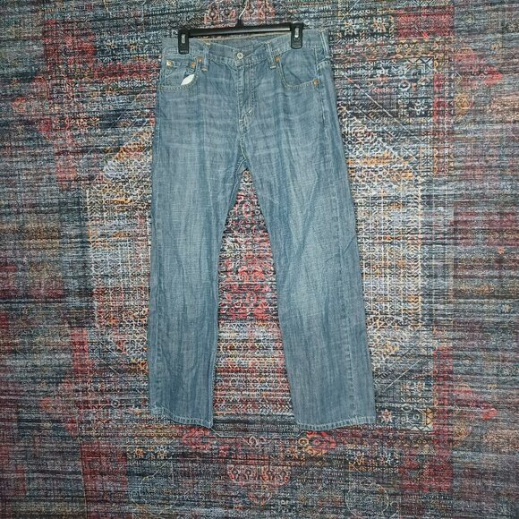 Levi's Other - Levis mens dark distressed 569 bootcut chambray jeans 30x29 EUC